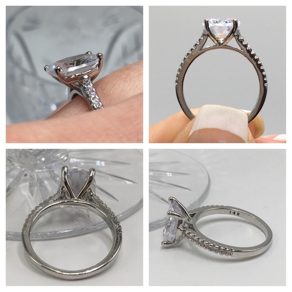 14k white gold engagement ring wedding 2ct diamond - Picture 6 of 6